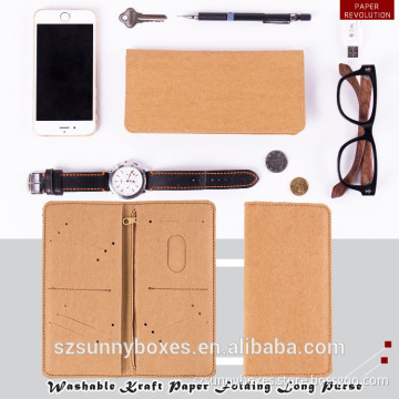 Anti-tearing Washable Kraft Paper Folding Long Wallet With Zipper